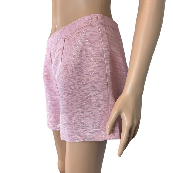 Forever 21 Flat Front High Waisted Shorty Shorts, Pink Silver | M - Picture 2 of 8